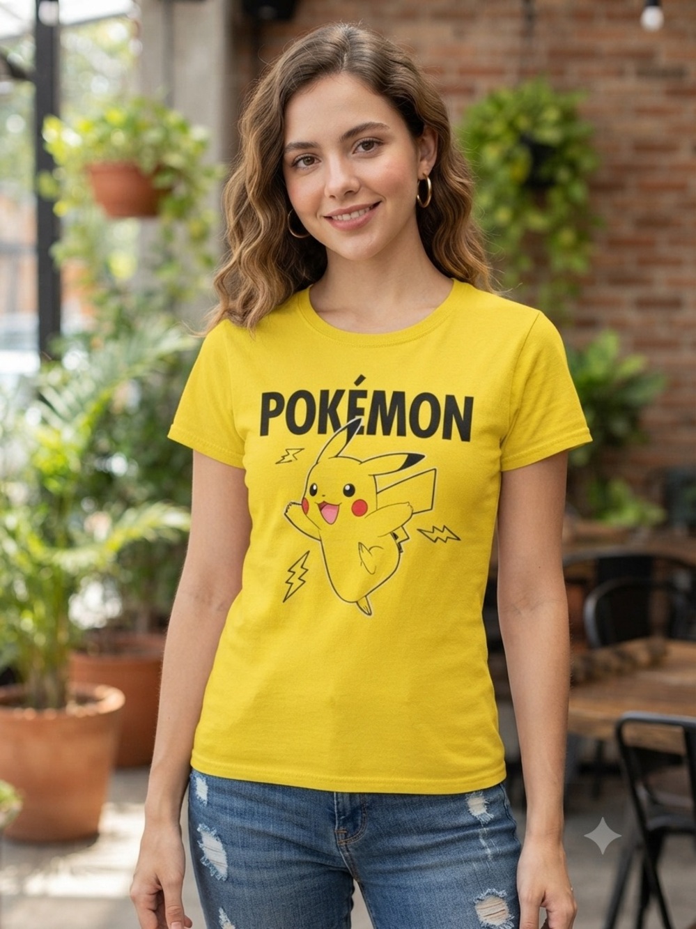 POKÉMON Pikachu T-Shirt S 17.5” p2p Yellow EUC